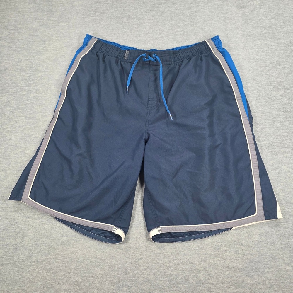 Nike Mens XXL Navy Blue Colorblock Mesh Lined Swim Trunks Board Shorts RN37966